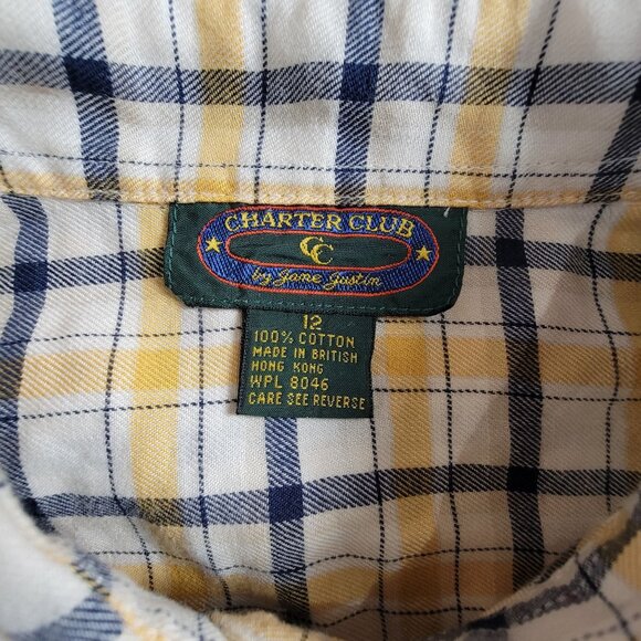 Vintage Charter Club by Jane Justin Plaid Button-Down Long Sleeve Shirt Size 12 - Picture 4 of 8